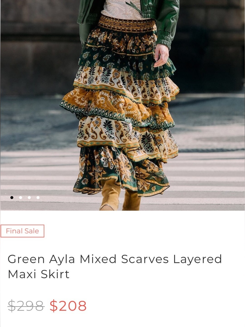 Farm Rio: Green Ayla Mixed Scarves Layered
Maxi Skirt - Picture 10 of 10
